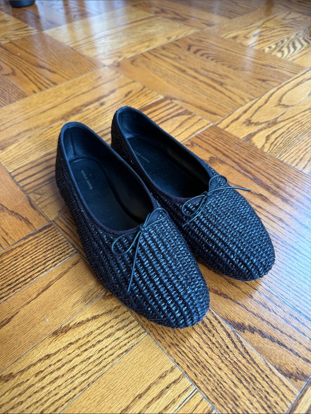 Mansur Gavriel Dream Ballerina flats in Black Raffia, 38.5 / US 8.5